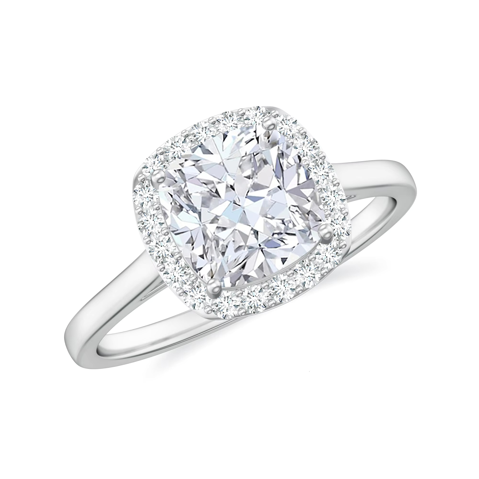 Cushion Shape Moissanite Ring 14K 925 Sterling Silver Womens April Birthstone Ring Protection for Her.