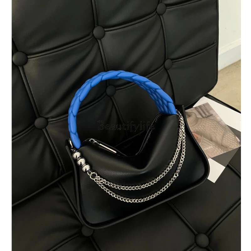 Non-Collision Niche Woven Portable Chain Dumpg Genuine Leather Women's Bag