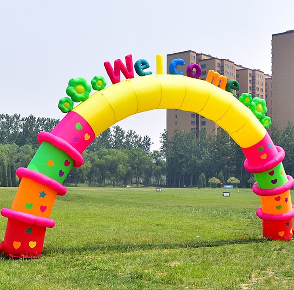 Free Ship Outdoor Activities Party Entrance gate 12mWx5mH (40x16.5ft) with blower inflatable welcome arch withled light