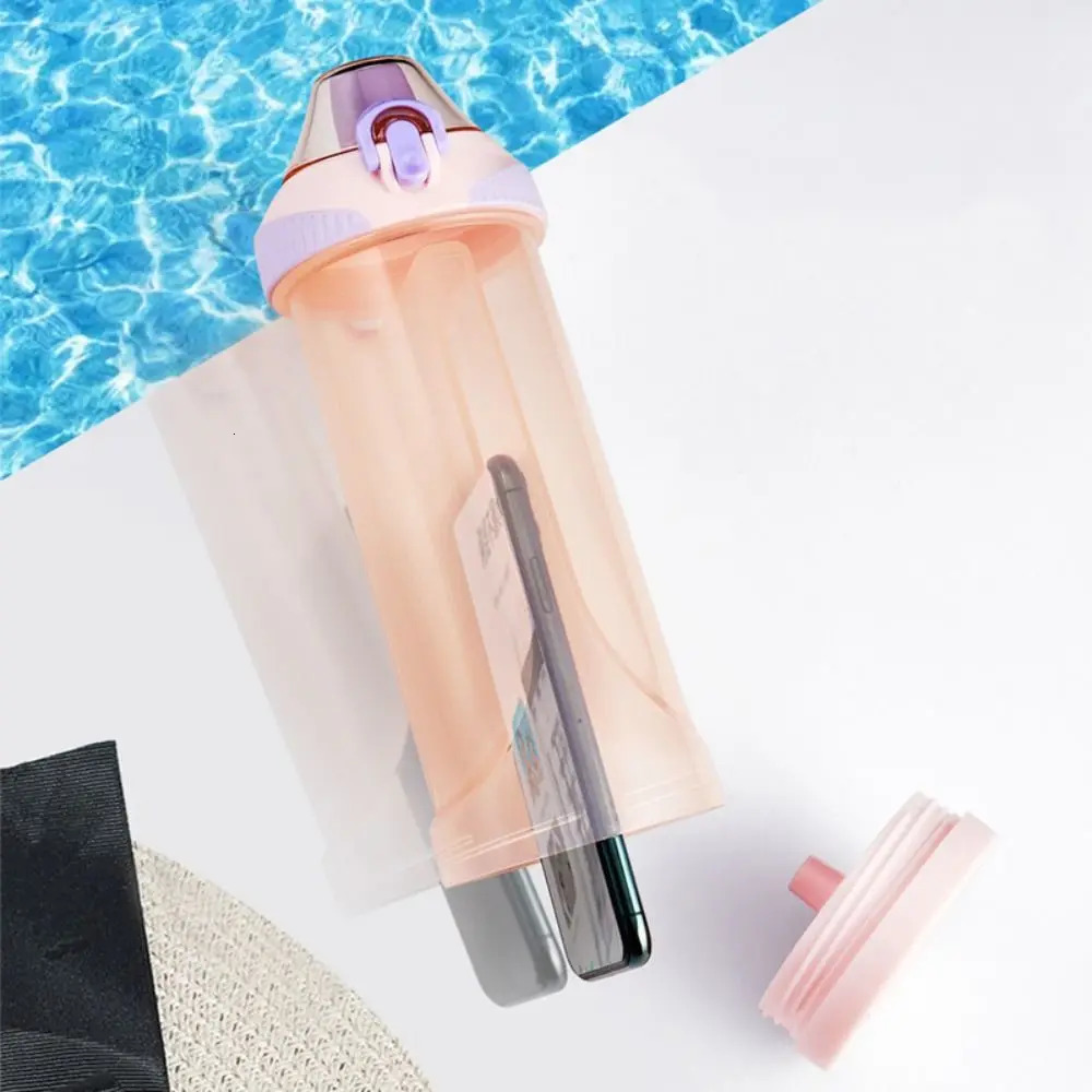 480ml with Secret Compartment Stash can opaque leak proof sports water bottle plastic hidden phone bottle fitness bottle 250312