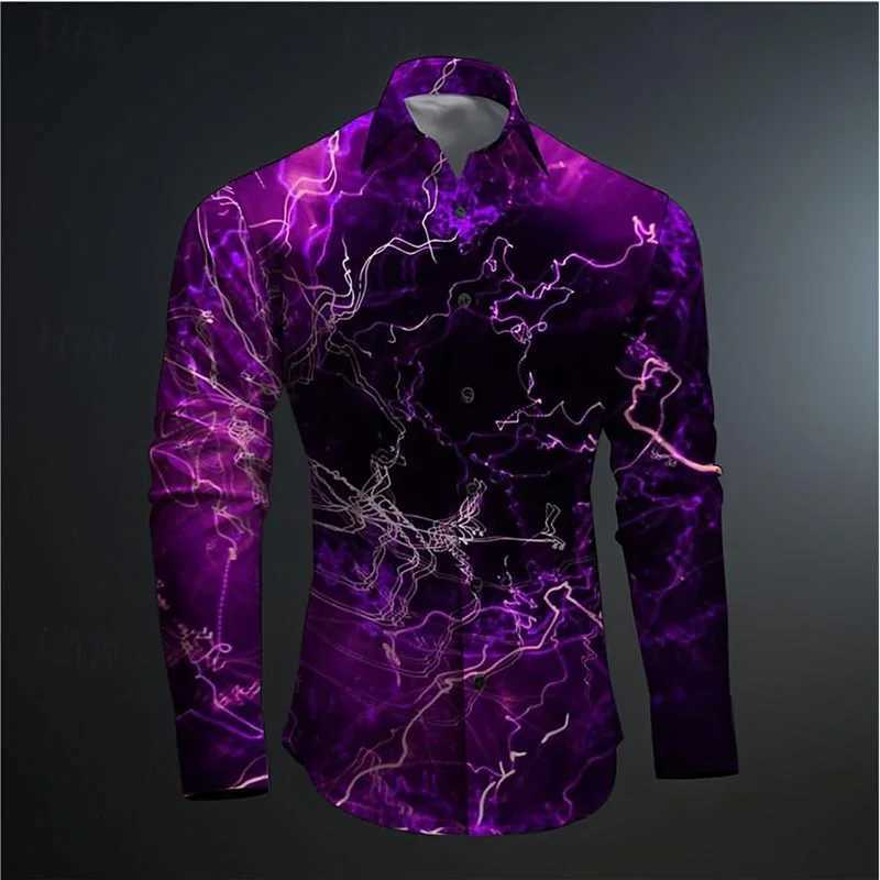 Casual fully matched fashionable street mens lapel single breasted long sleeved mens top 2024 mens new long sleeved shirt W250312