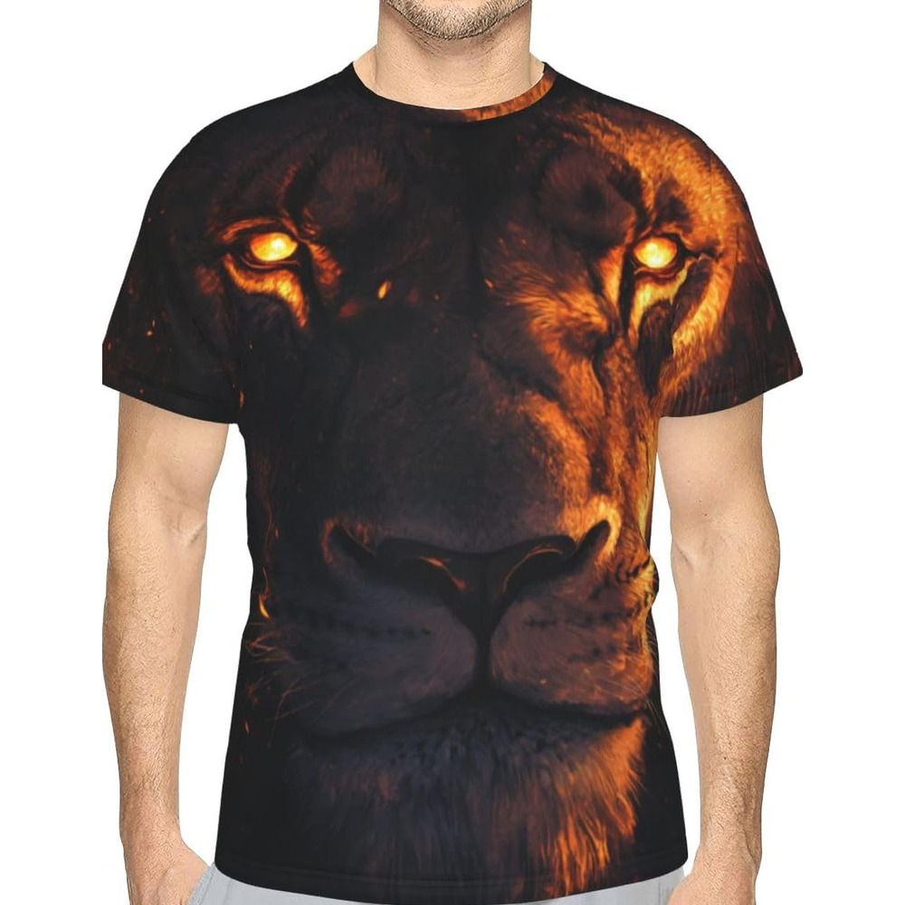 Mens T shirt Unisex Novelty Lion 3D Pattern Printed T-Shirts Flame Animals Graphic Men Women Summer Short Sleeves Tee Top tee Casual tops summer cloth