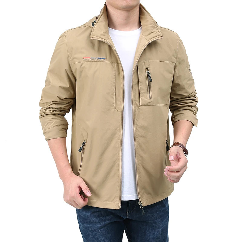 autumn mens windproof jacket waterproof military hooded casual 250312