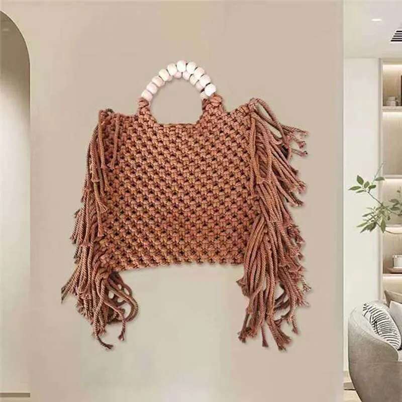 Casual Tassel Grass Shoulder Womens Hand Woven Handbag For Leisure Outdoor Vacation, Armpit Bag Fashionable Designer High quality Storage Bag Crossbod