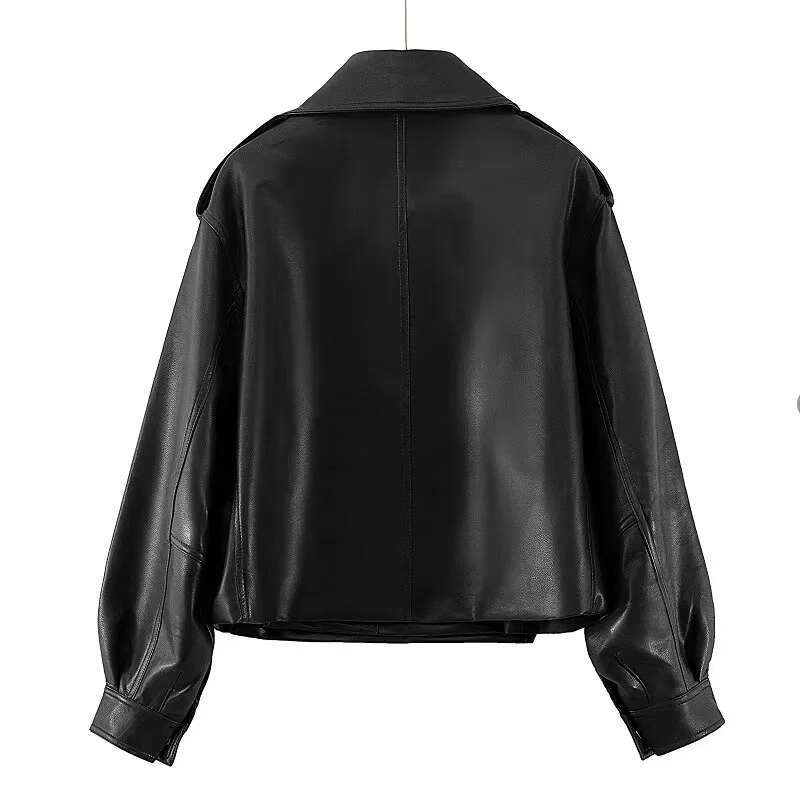 Spring Autumn Women PU Jacket Casual Lady Windproof Motorcycle Leather Coat