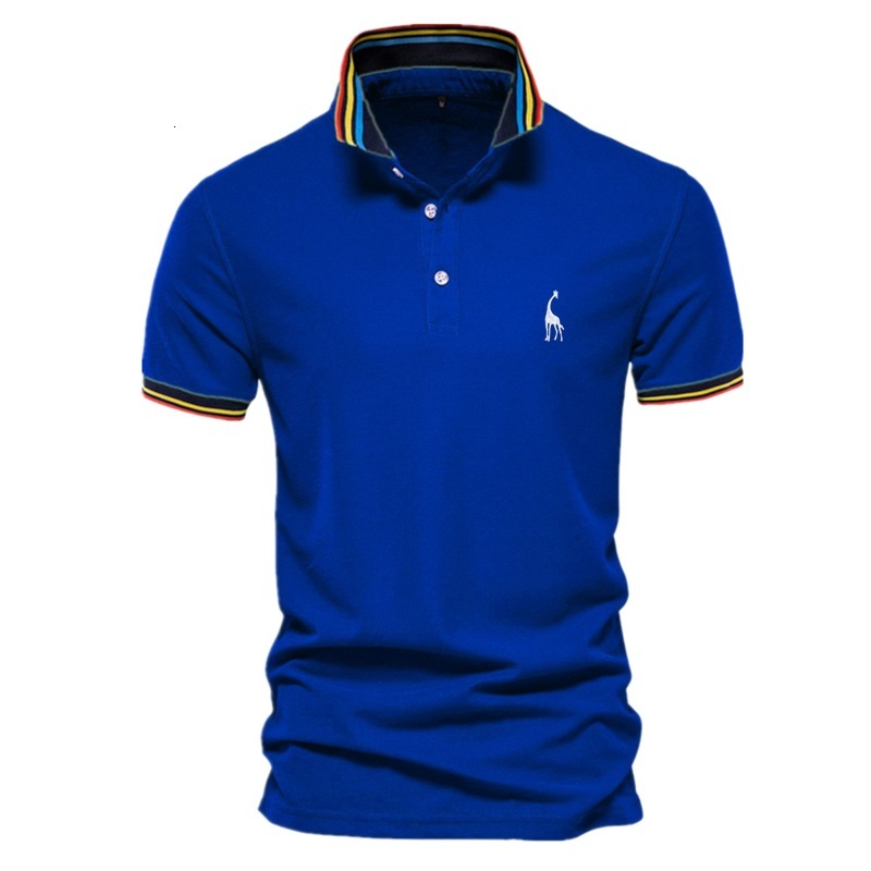 Business polo lapel top embroidered cotton short sleeved T-shirt men's European size t shirt tracksuit