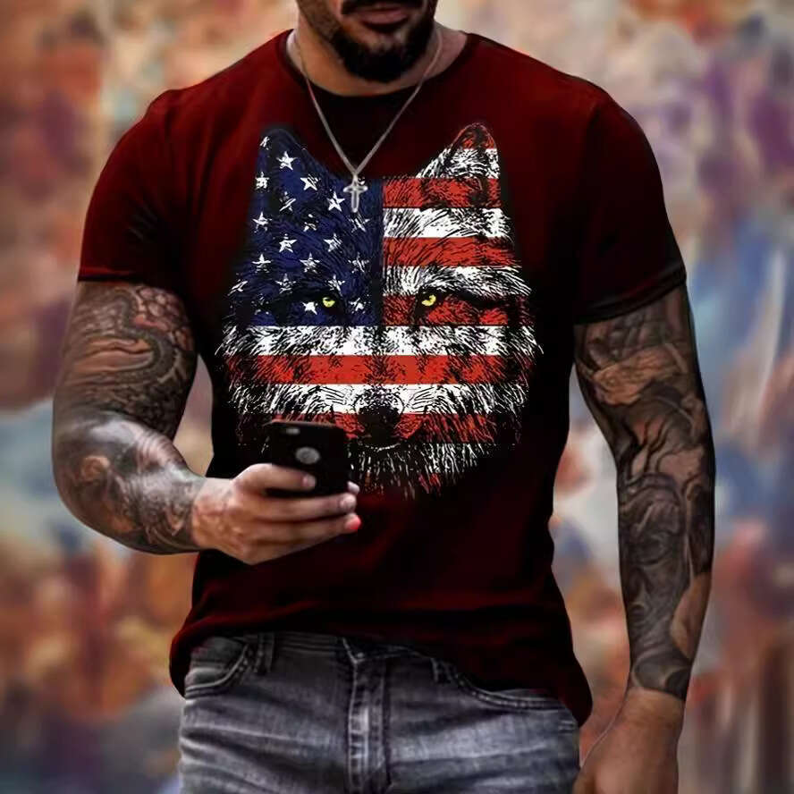 Hot selg European American men clothing, youth sports, digital printing, 3D T-shirt, short sleeved, 2025 new casual and versatile fashion clothing