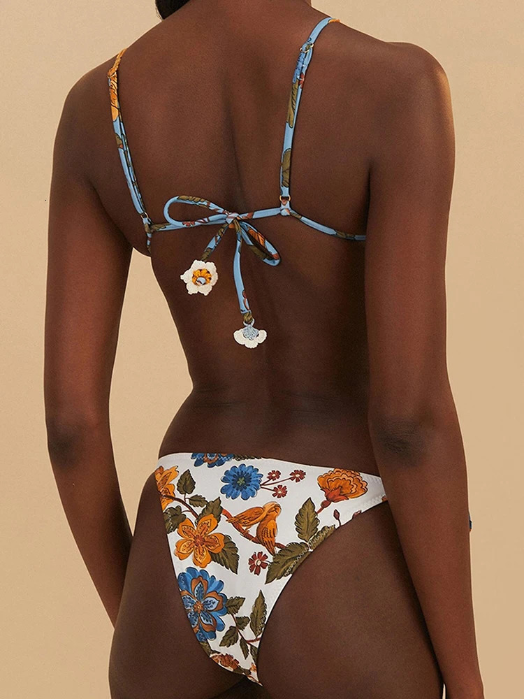 Miyouj Women Bikini Set Low Waist Bikinis Swimsuit Printed Swimwear Bandage Bathsuit Sexy Triangle Bathwear 250310