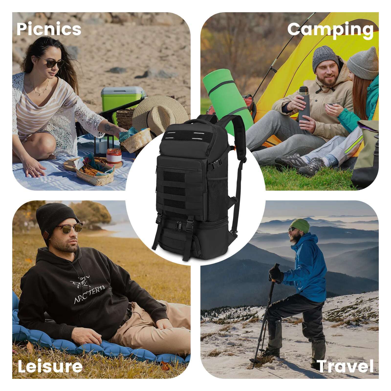 Removable With Lunch High-Capacity Cooler Insulated Picnic Bag 15.6 Inch Laptop Outdoor Travel Backpack