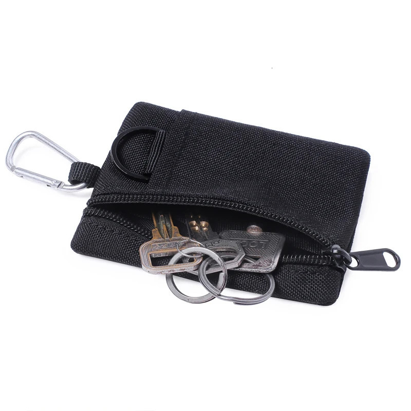 Outdoor Small Waist Pouch Key Wallet Mini Portable Key Card Case Travel Zipper Belt Bag Tactical Purse Coin Purse With Carabiner 250311