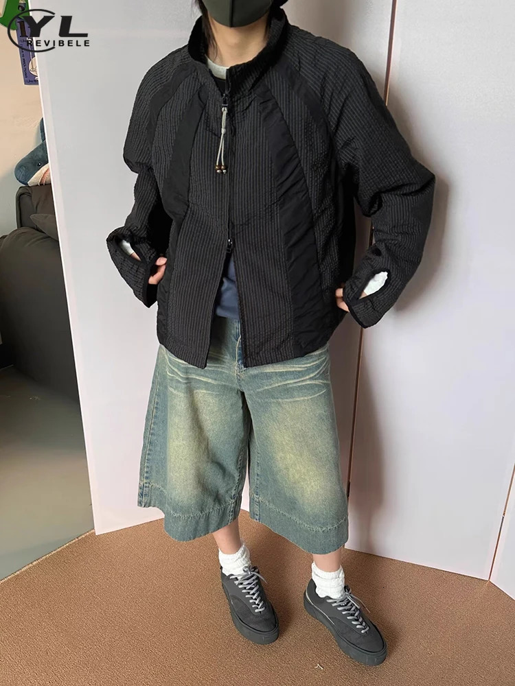 Mens Summer Denim Shorts High Street Harajuku Casual Straight Jeans Wash Five Point Pants Retro Pocket 250312