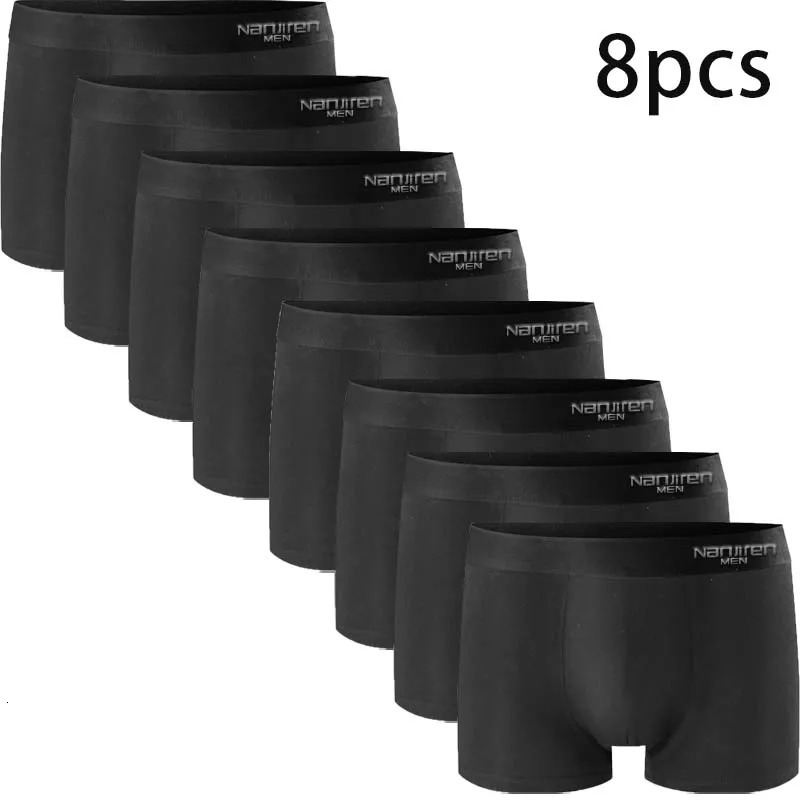 4/6/10 PCS Mens Underwear Briefs Mens Boxer Underpants Soft Black Boxershorts Milk Silk Large Size Men Panties 3D Pouch Shorts 250311