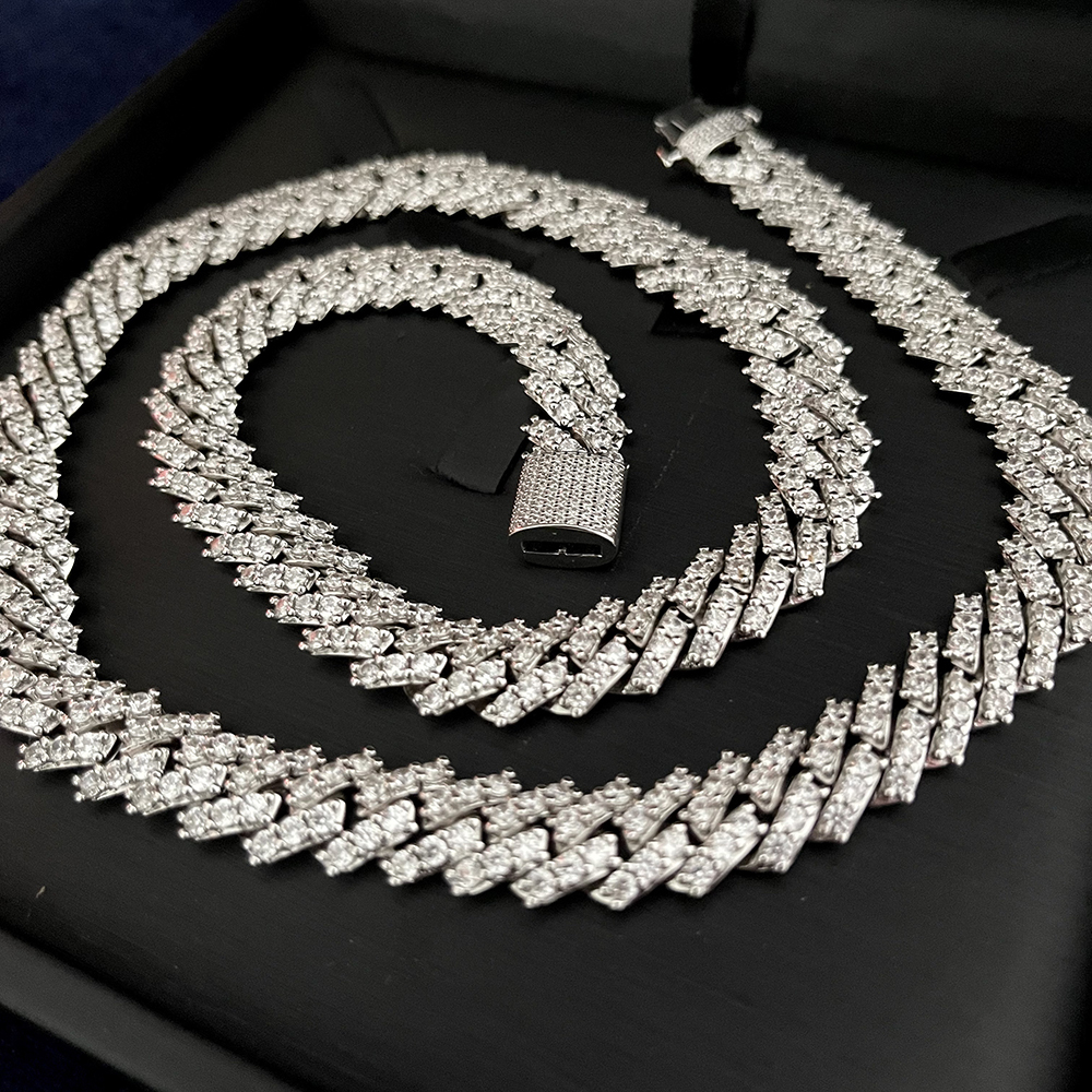 11mm Moissanite Cuban Chain Bracelet Necklace S925 Silver Iced Out For Men Women Hip Hop Jewelry Pass Diamonds Tester With GRA