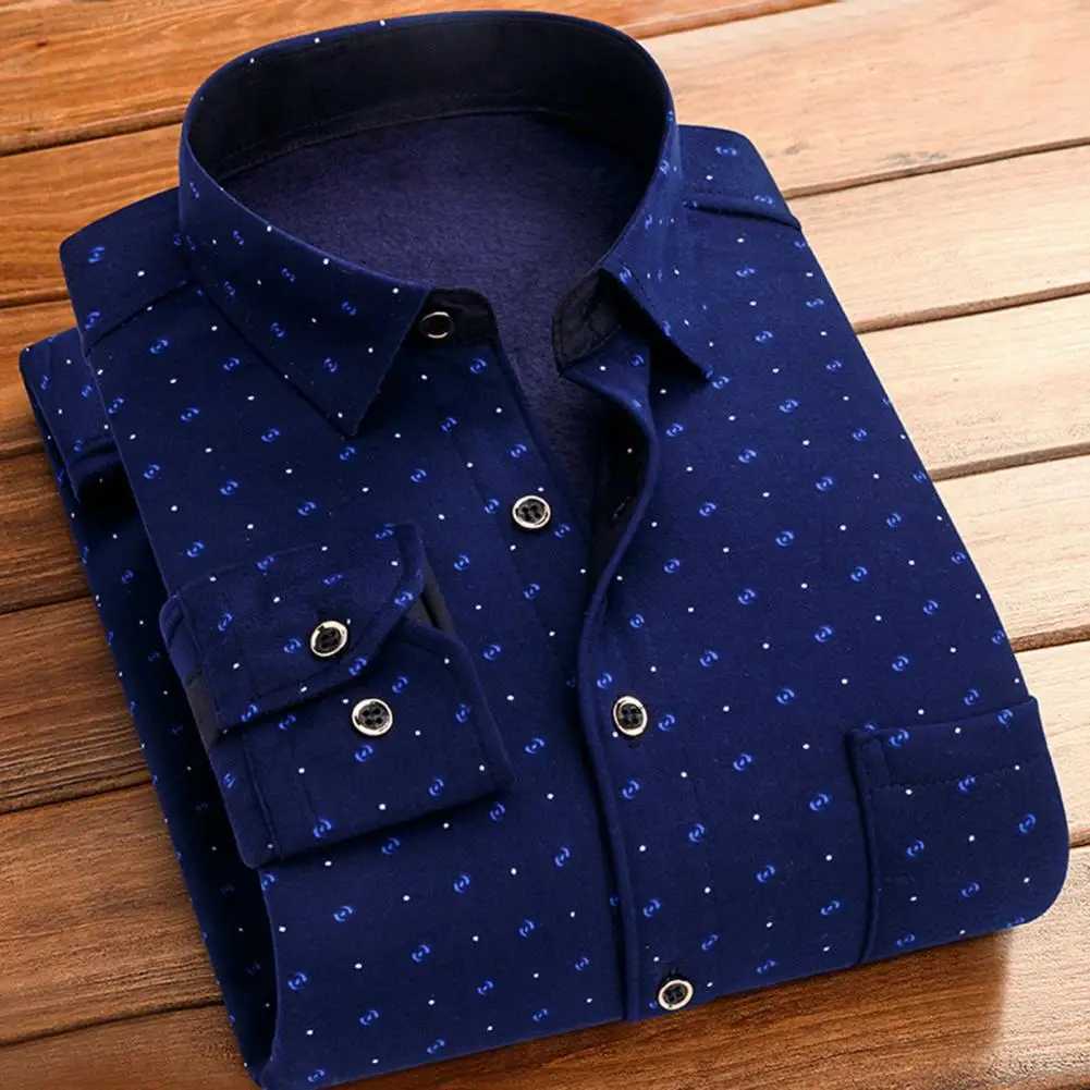 Mens wool shirt formal business style mens wool hot shirt plain printed thick plush long sleeved mens cardigan W250312