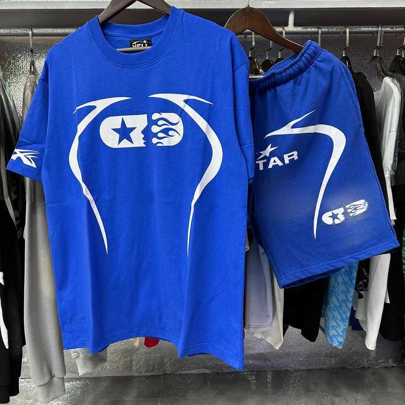 European and American Hip hop Trendy brand summer sports loose cotton short sleeved T-shirt set X250312