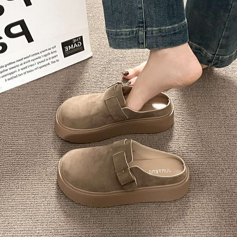 Baotou Half for Women Outwear 2025 Spring Summer New Thick Bottom Height Increasing Slippers