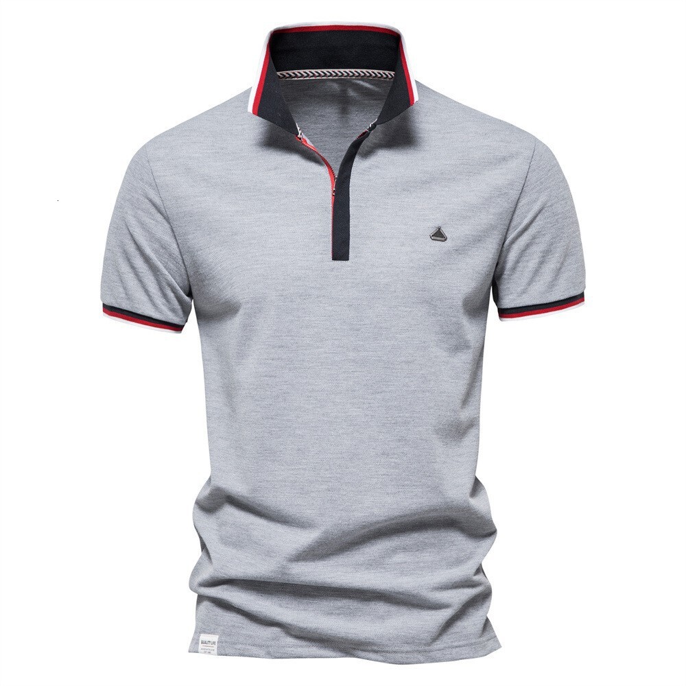 polo Men's short sleeved 2025 spring/summer new lapel metal decoration fashionable men's t shirt