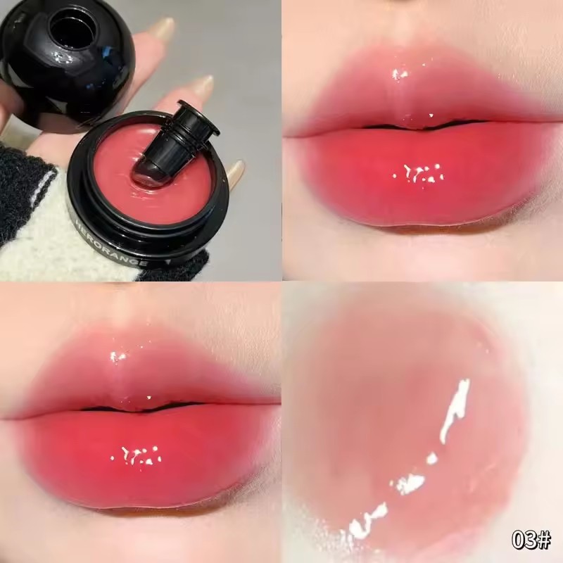 With Silicone Lip Brush Jelly Solid Lip Gloss Non-stick Mirror Lip Tint Lasting Makeup Moisturizing Canned Crystal Lipstick Mud