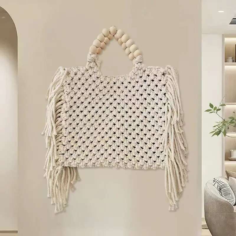 Casual Tassel Grass Shoulder Womens Hand Woven Handbag For Leisure Outdoor Vacation, Armpit Bag Fashionable Designer High quality Storage Bag Crossbod