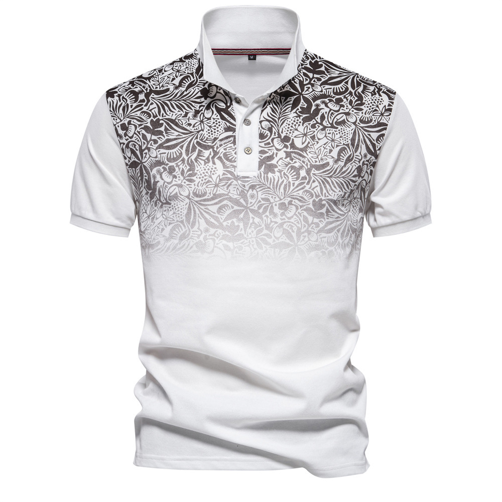 2025 Cost effective Gradient Printed Shirt Trendy Men's Polo Collar T-shirt European Size tracksuit