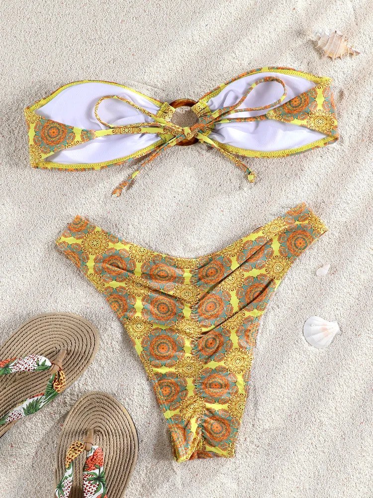 Miyouj Bathsuit High Waist swimsuit Bathwear Cut Biqunis sexy Bandage bikini set 250310