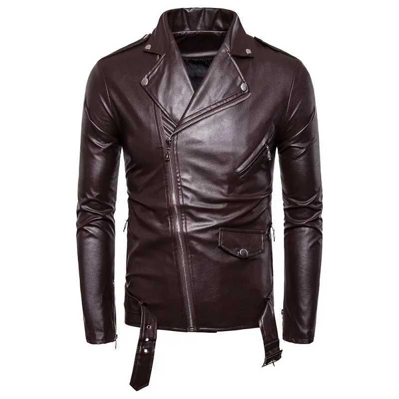 Spring Autumn Mens Leather Jacket Lapel Lace Up Leather Coat High Quality Fashion Casual Motorcycle Jackets Men Clothing 3XLT250311
