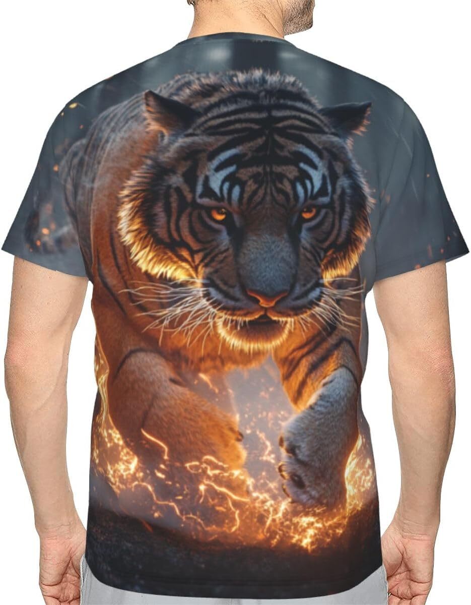 Mens T shirt Unisex Novelty Tiger Running 3D Pattern Printed T-Shirts Lightning Tiger Men Women Summer Casual Round Neck Tee Top tee Casual tops summe