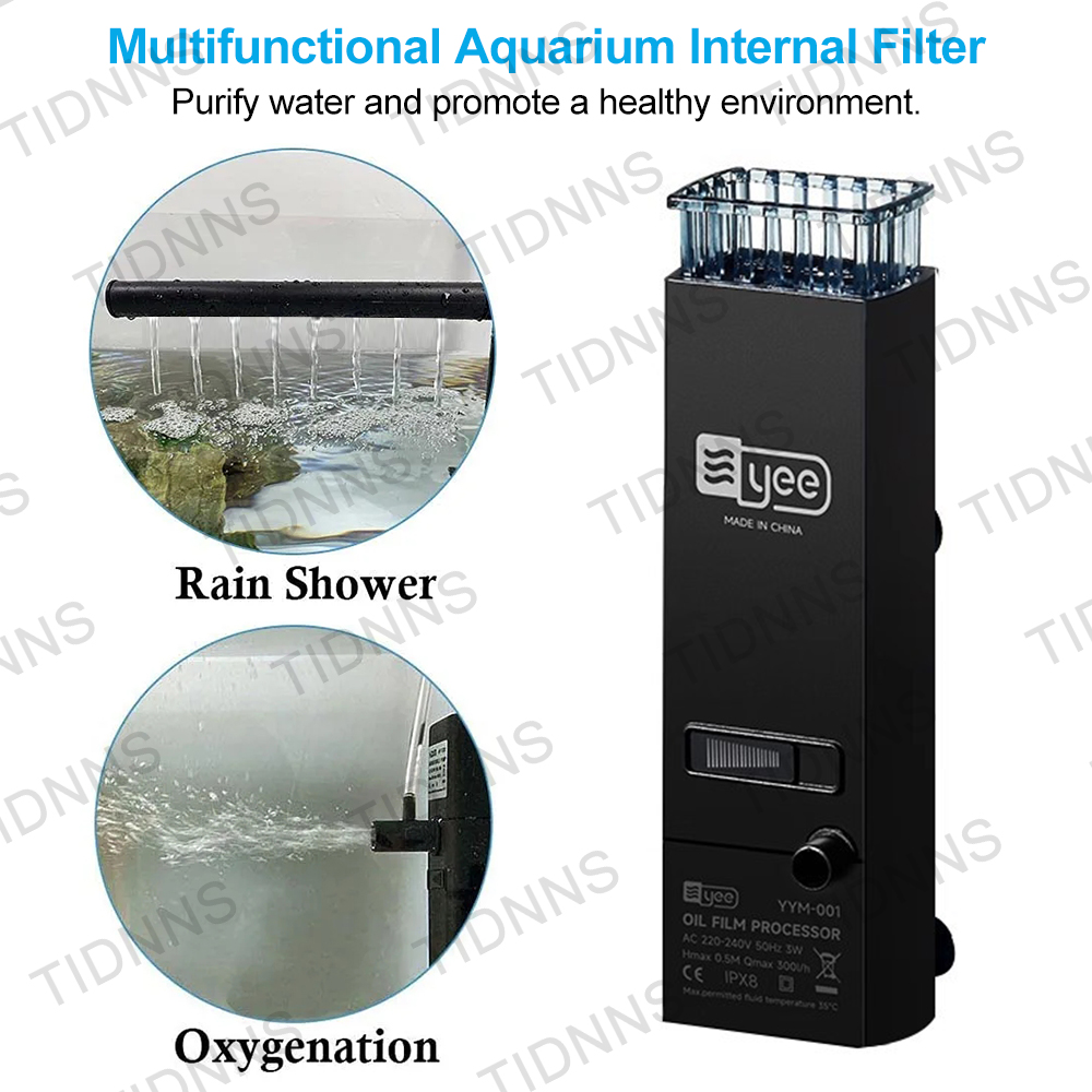 3W Aquarium Surface Oil Skimmer Filter Mini Mute Auto Oil Film Processor Remove Tool for Fish Tank Water Filtration 220-240V