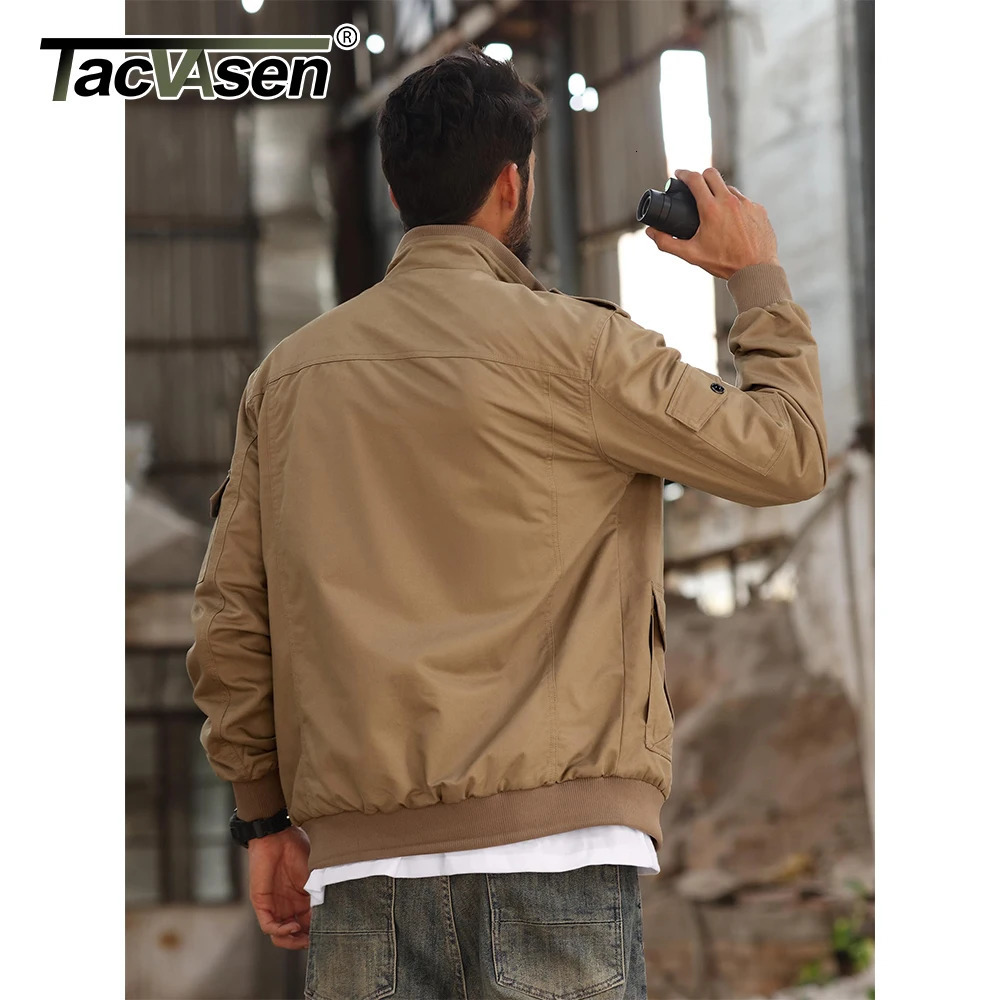 Tucker Watson mens bomber jacket casual cotton autumn windproof cargo work with multiple pockets 250312