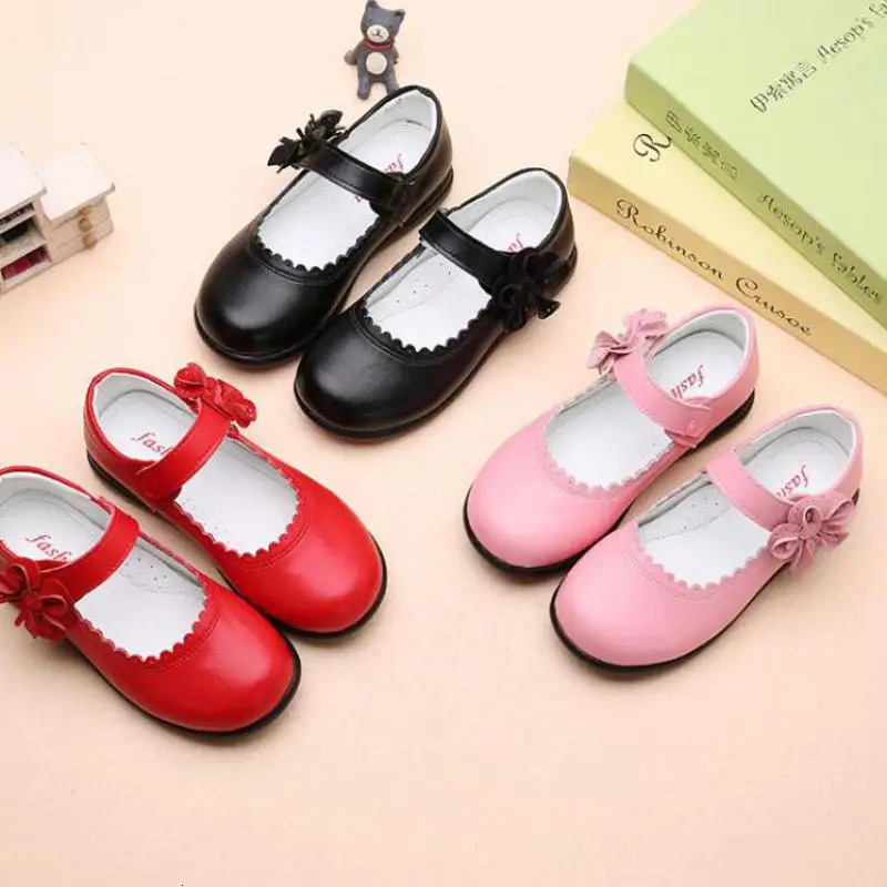 Girls Leather Shoes for Children Wedding Dress Princess School Shoes Kids Summer Bow-knot Black Student Sandals Korean Fashion 250311