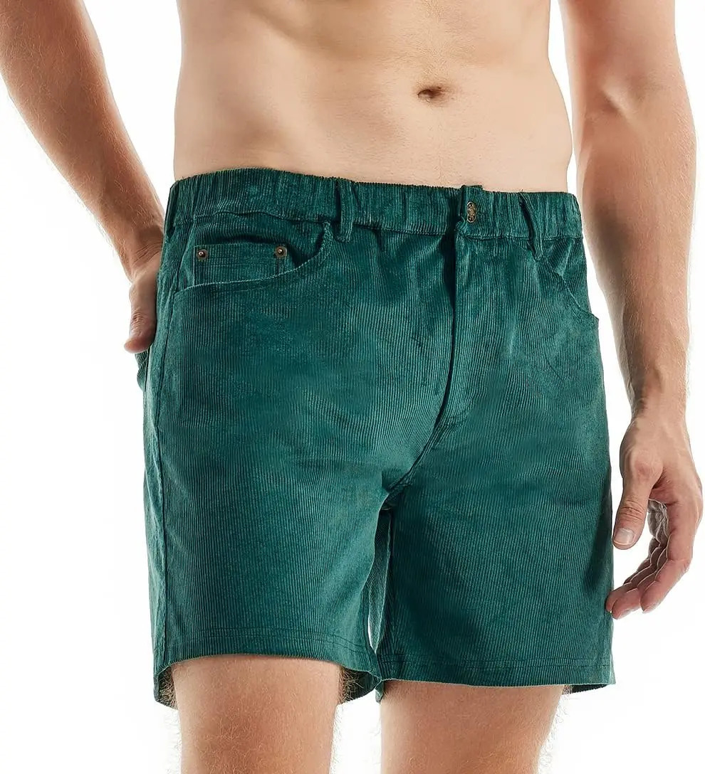 AIMPACT Mens Corduroy Jean Shorts 5 Comfort Stretch Casual Cotton for Men 250312