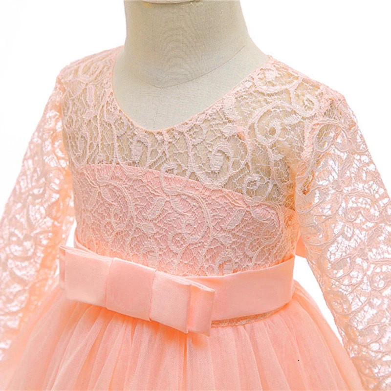 Long Formal Bridesmaid Teens Girls Dress Lace Children Costume Princess Party Flower Kids Clothes Wedding Evening 10 12 Vestidos 250311