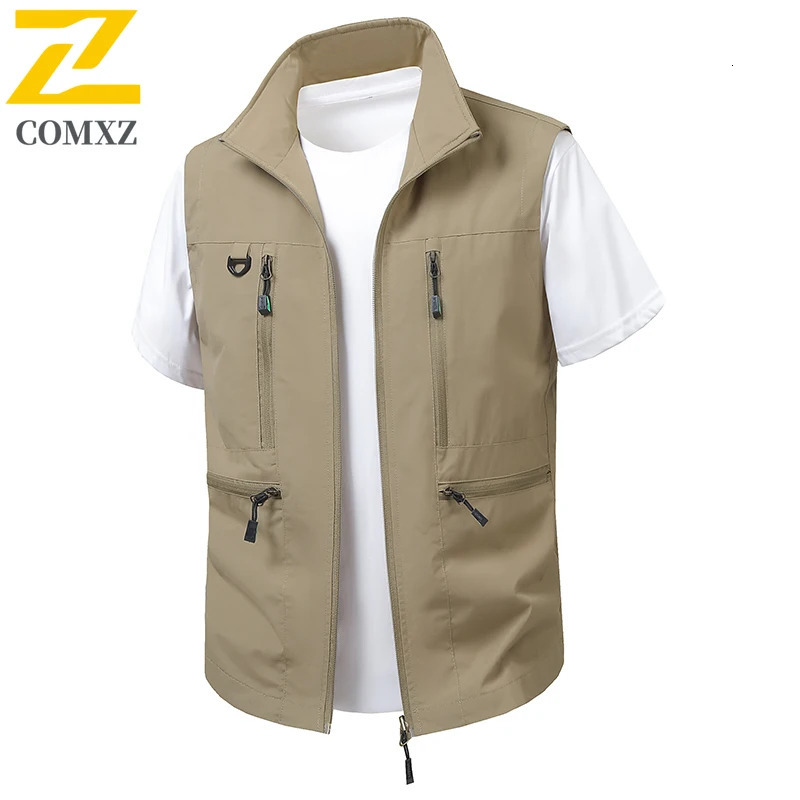 Fishing Vest Mens Spring Summer Fashion Casual MultiPocket Sleeveless Work Jacket Outdoor Travel Mountaineering Coat 250312