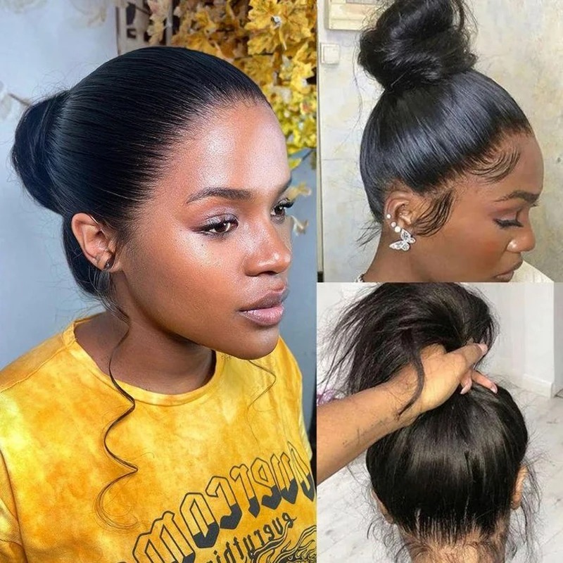 40Inch 360 Full Frontal Wig Human Hair Brazilian Bone Straight HD Transparent Lace Front Wigs for Women