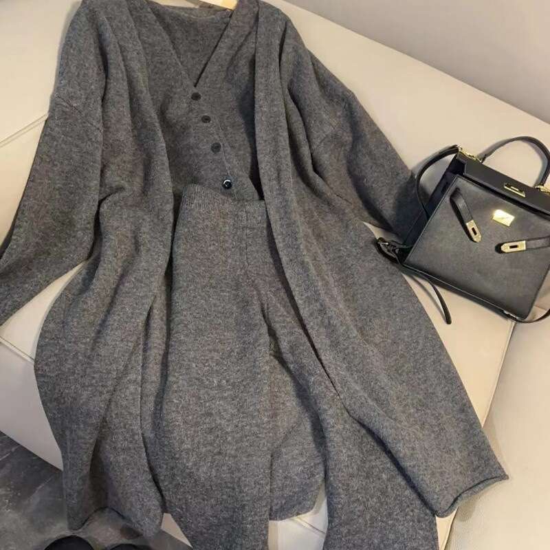 Maillard European British Style Long Sweater 2024 Autumn/Winter Design Sense Coat Two-Piece Set