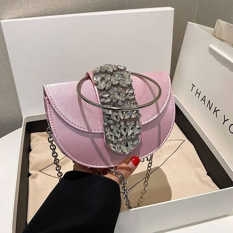 New Women Evening Bags Shiny Rhie Clutch Money Purses Fashion Shoulder Handbag Wedding Party Dinner Bag