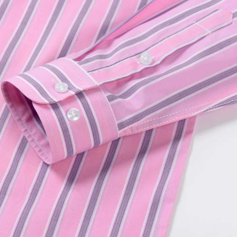 Mens long sleeved shirt made of 100% pure cotton for spring and autumn business casual stripes mens top with buttons and a thin neckline formal shirt 