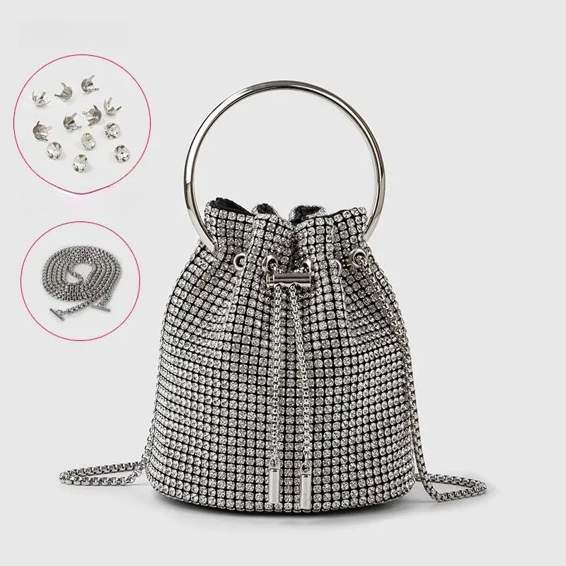 2025 New Bucket Bag For Women Shining Inlaid Dia Bag Fashion Designer Women s Handbag Casual Chain Crossbody Bag Wallet Cosmetics Storage Bag