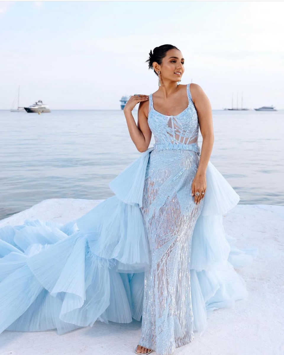 Fashion Mermaid Evening Dresses For Women Spaghetti Strap Sleeveless Gown Sequins Appliques Detachable Train Party Customized Dress