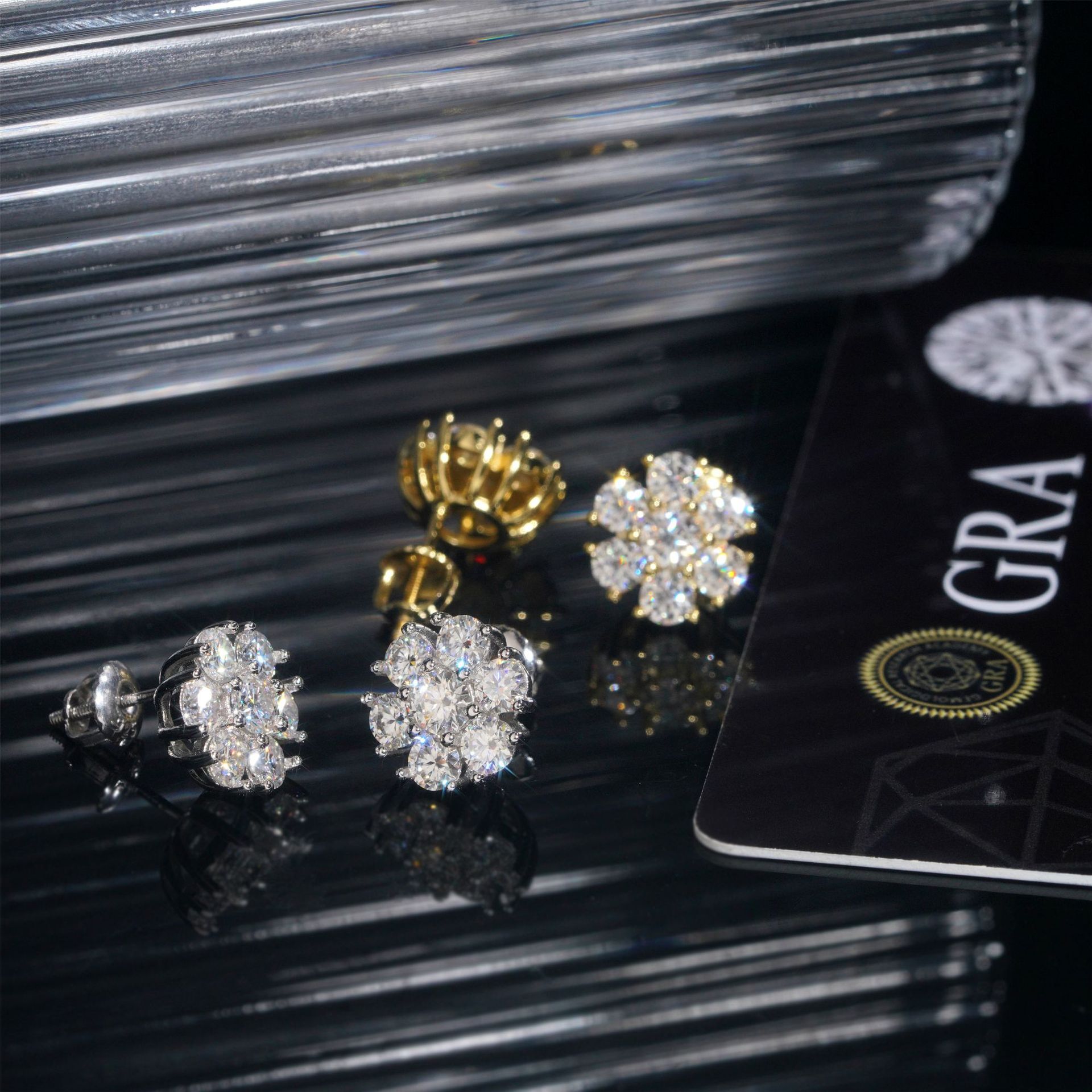 11mm S925 Silver Moissanite Earrings Flower Earrings Iced Out Hip Hop Jewelry Earrings For Women Pass Diamonds Tester