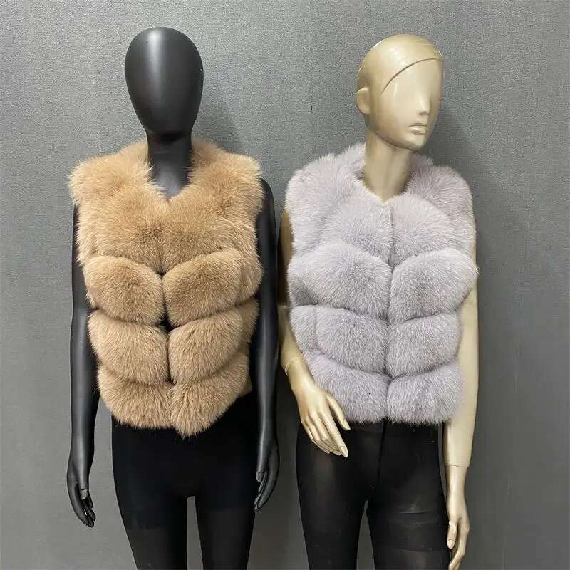 Ladies Winter Autumn Coat Warm Made Of Natural Women's Real Fur Vest Genuine
