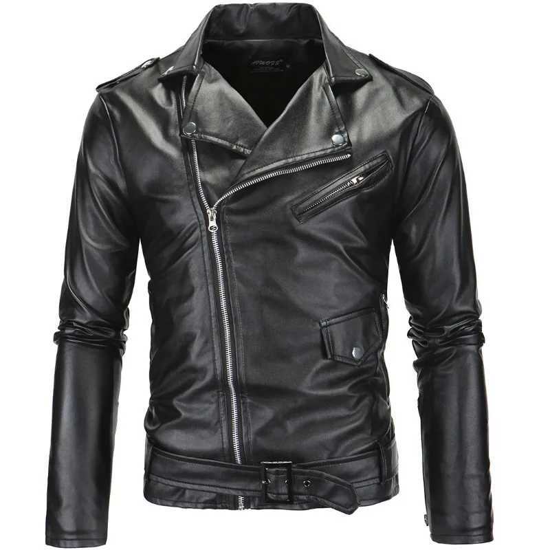 Mens Casual Solid Color Versatile Locomotive Leather Jacket British Fashion Washed Leather JacketT250311
