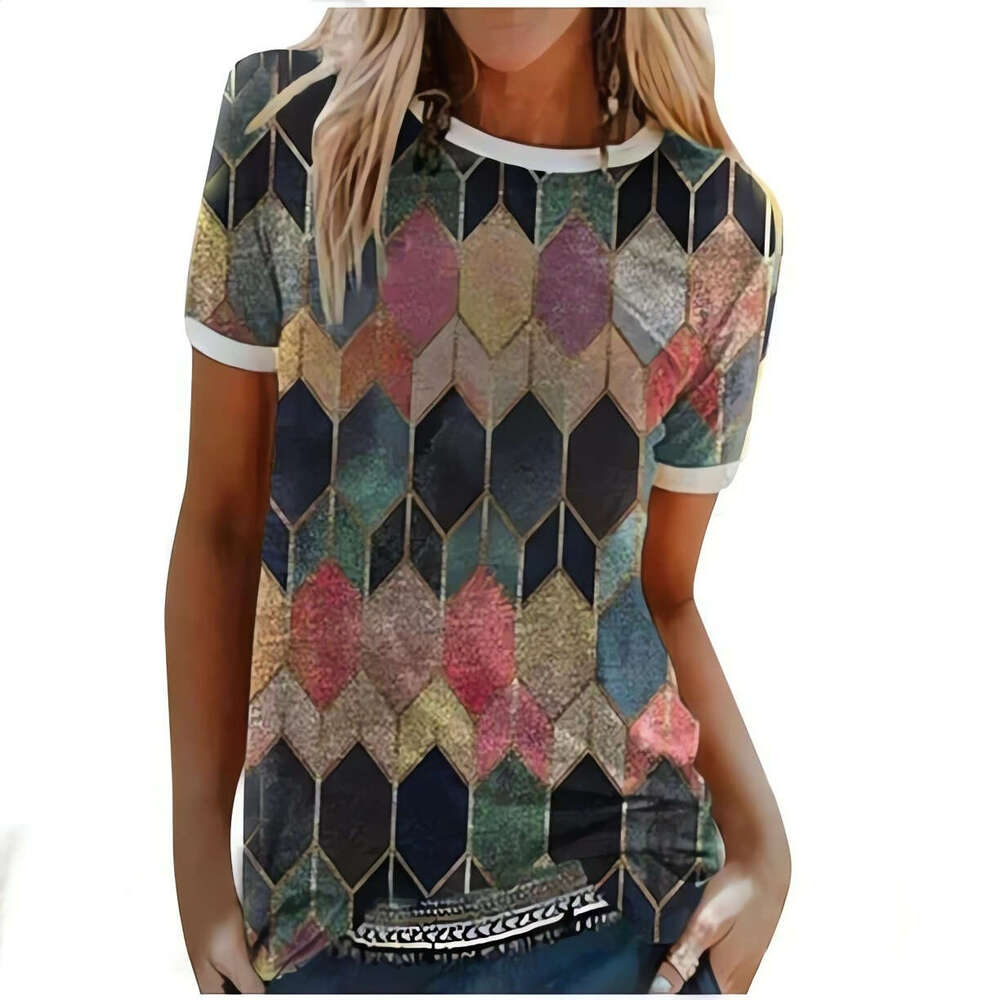 European and American butterfly digital printed multi-color short sleeved round neck T-shirt new casual fashion trend clothing
