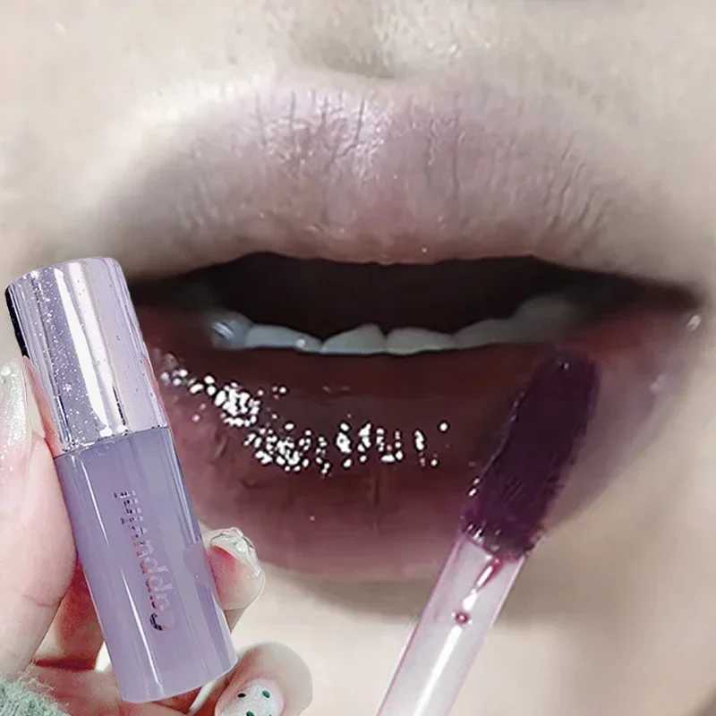 Mini Smoked Punk Dark Purple Brown Lip Gloss Lasting Moisturizing Red Water Light Lipsticks Tint Mirror Gloss Lips Glaze MakeupXJ250312