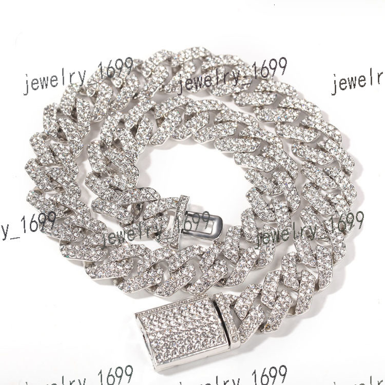 High Quality Fashion Moon Iced Out 925 Silver 18mm Hip Hop Link Necklace Moissanite Prong Cuban Link Chain 18mm Jewelry for Men