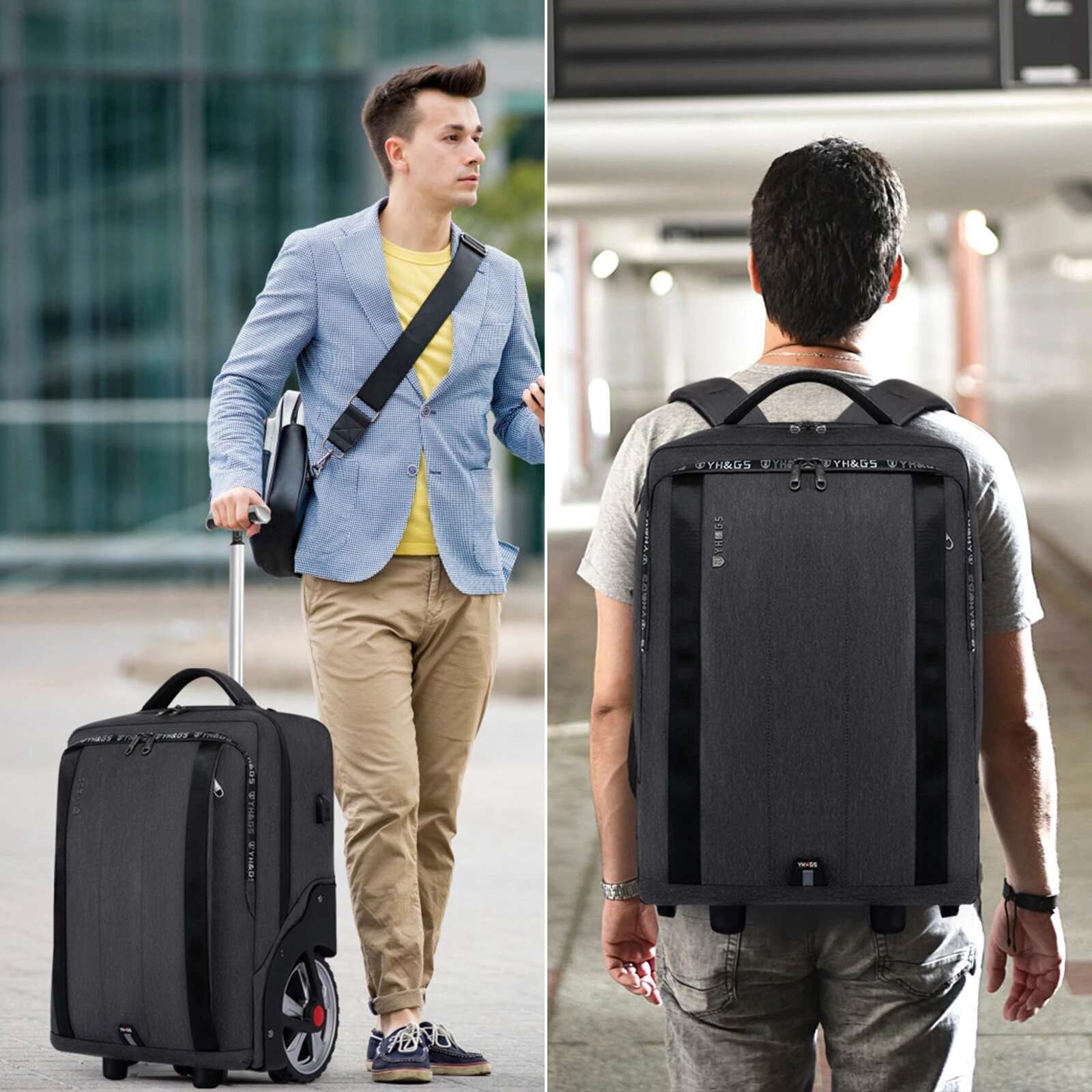 On Wheels Trolley Backpack Business Large Travel Suitcase Bag Waterproof Rolg Lage For Women Men Teens