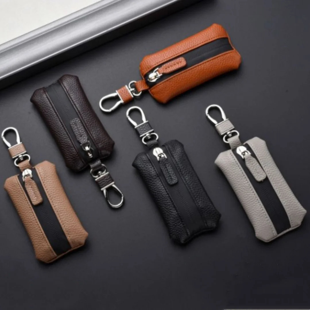 Unisex PU Leather Key Case for Car Key Wallet Pocket Key Holder Organizer Pouch Key Organizer Large Capacity Zipper Key Bag 250311