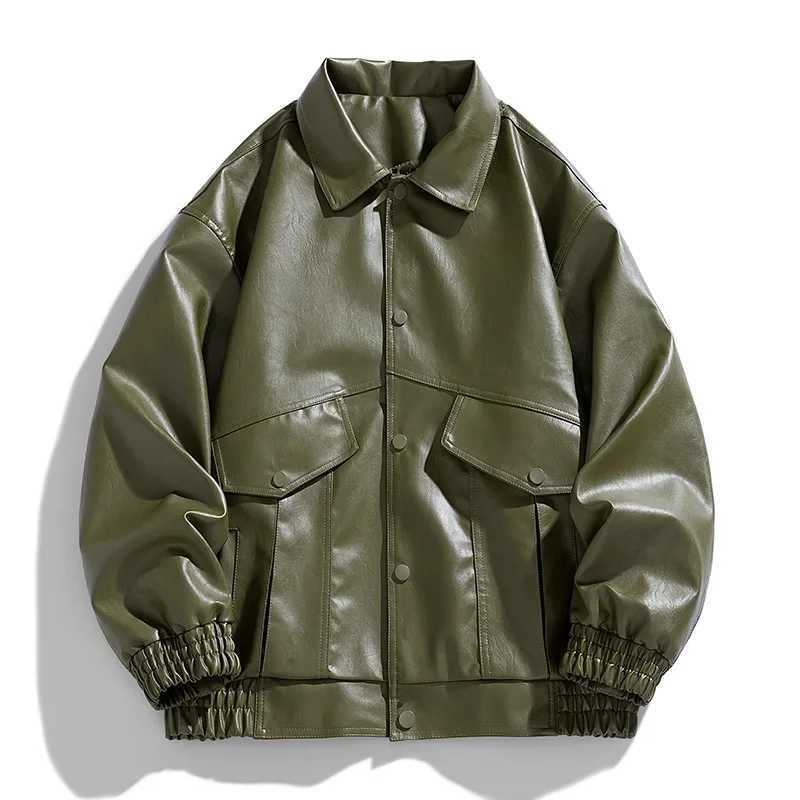 New Senior Emotional Couple Loose Leather Motorcycle Clothing Men Hip Hop Europe The United States Street Coat Leather JacketT250311
