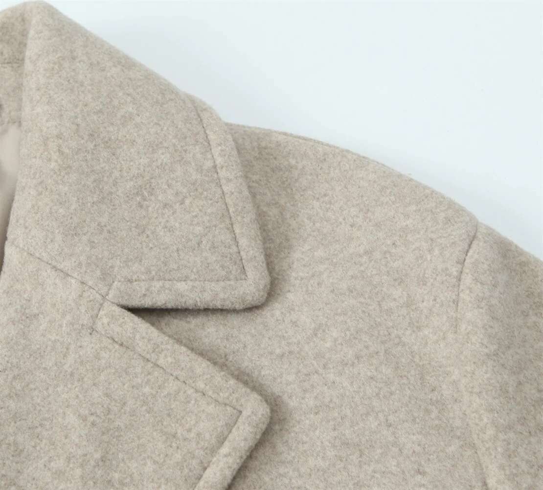 Pb&Za Autumn/Winter New Women's Fashion Soft Loose Collar Long Sleeve Medium Length Woolen Coat