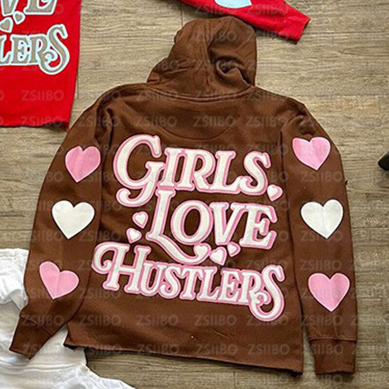 Printed Hooded Pullover Fitting Unisex Sweatshirt Y2k Loose Jacket Top